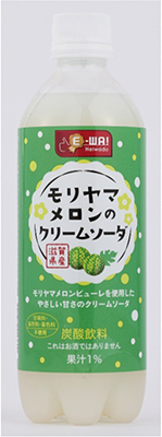 平和堂こだわりブランド「E-WA!」の新商品!モリヤマメロンのクリームソーダのパッケージ写真