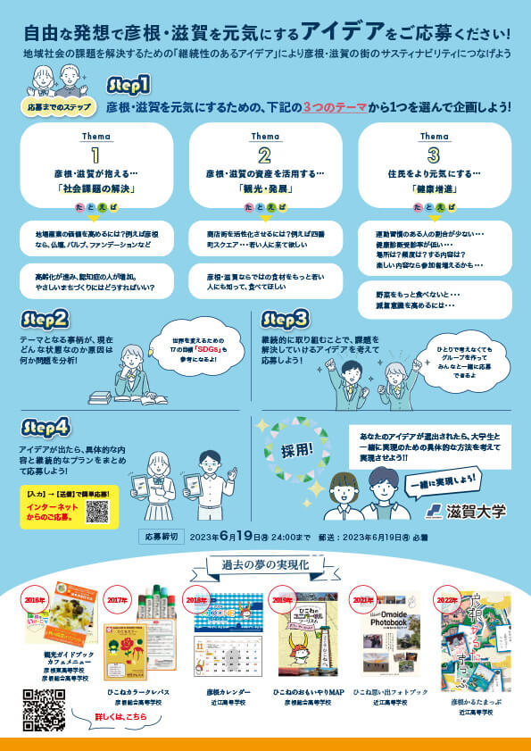 自由な発想で彦根・滋賀を元気にするアイデアをご応募ください!